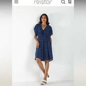 Reistor sundowner cupro floral dress in dizzy blue spring $138 XL nwot party